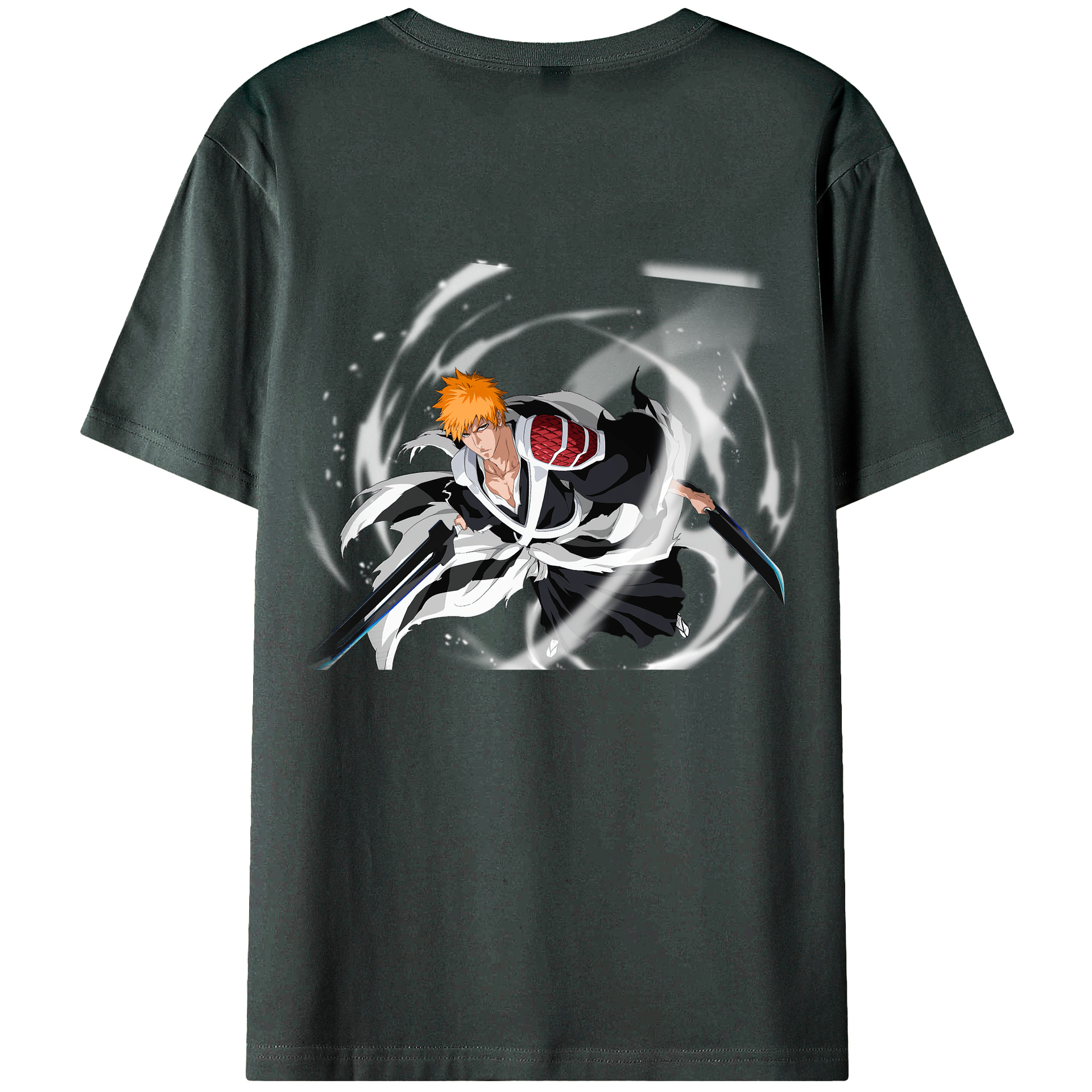 （画像用） ブリーチ 黒崎一護（くろさき いちご）BLEACH Kurosaki Ichigo 綿100％ メンズ半袖Tシャツ（バックプリント） 通気性